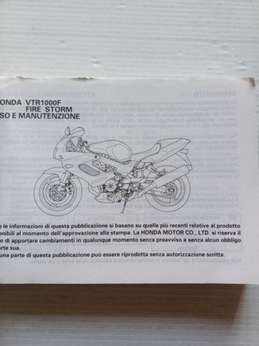 Honda VTR 1000 F Firestorm 1998 manuale uso manutenzione italiano …