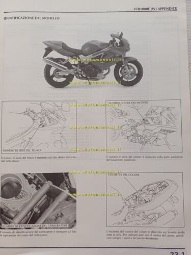 Honda VTR 1000 Firestorm VARIANTI 1997 manuale officina ITALIANO originale