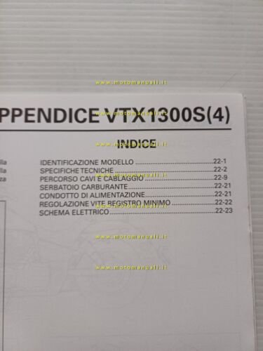 Honda VTX 1300 S VARIANTI 2003 manuale officina ITALIANO originale