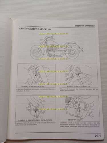Honda VTX 1300 S VARIANTI 2003 manuale officina ITALIANO originale