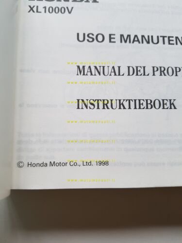 Honda XL 1000 V Varadero 1998 manuale uso manutenzione originale …
