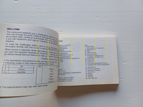 Honda XL 1000 V Varadero 2001 manuale uso libretto istruzioni …