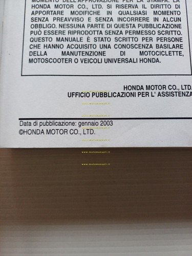 HONDA XL 1000 V VARADERO 2003 manuale officina originale italliano