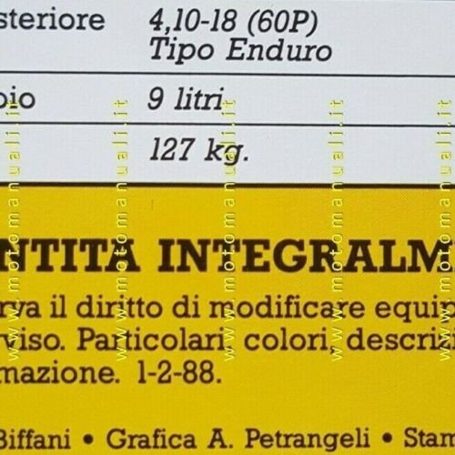 Honda XL 125 P 1988 depliant ITALIANO originale brochure