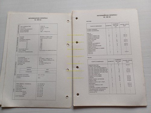 Honda XL 125 scheda informazioni tecniche manuale officina italiano originale
