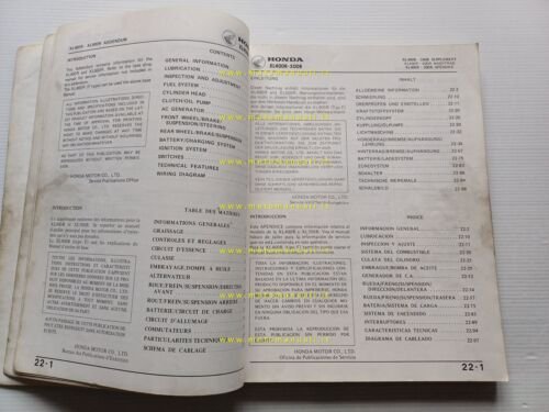 HONDA XL 400-500 1983 SUPPLEMENTO manuale officina originale