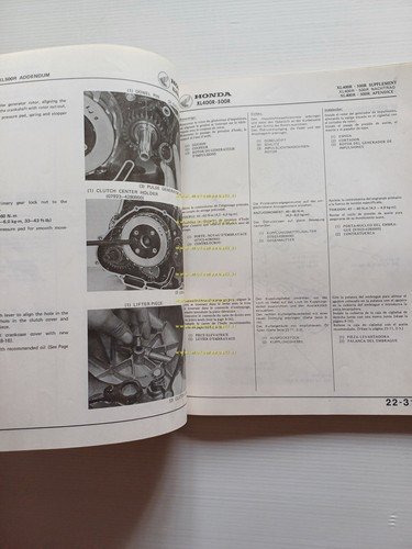 Honda XL 500 - 400 R 1982 aggiornamento SUPPLEMENTO manuale …