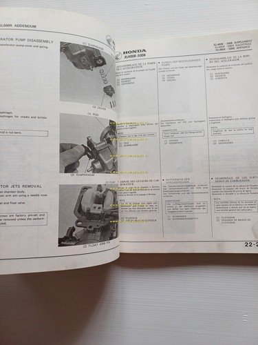 Honda XL 500 - 400 R 1982 aggiornamento SUPPLEMENTO manuale …