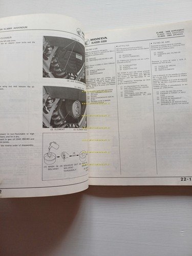 Honda XL 500 - 400 R 1982 aggiornamento SUPPLEMENTO manuale …
