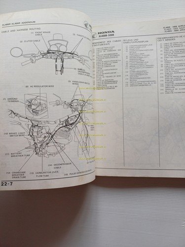 Honda XL 500 - 400 R 1982 aggiornamento SUPPLEMENTO manuale …