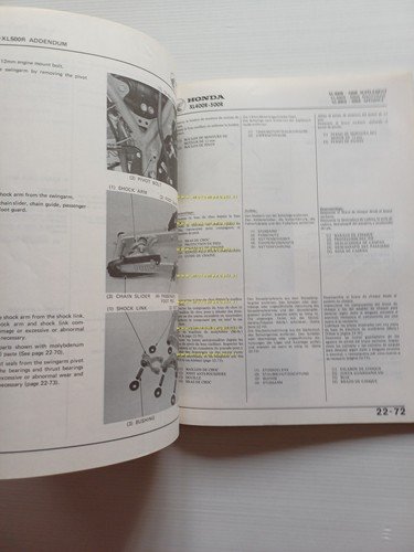 Honda XL 500 - 400 R 1982 aggiornamento SUPPLEMENTO manuale …