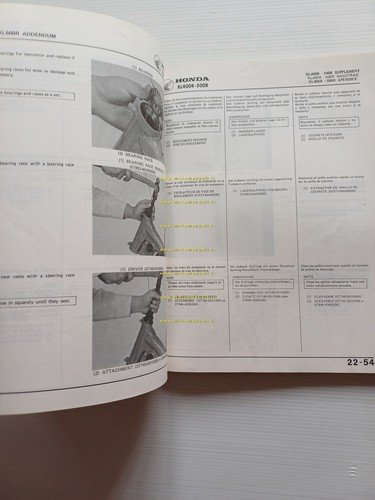 Honda XL 500 - 400 R 1982 aggiornamento SUPPLEMENTO manuale …