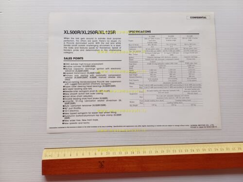 Honda XL 500 250 125 1984 Prototipo depliant INGLESE originale …