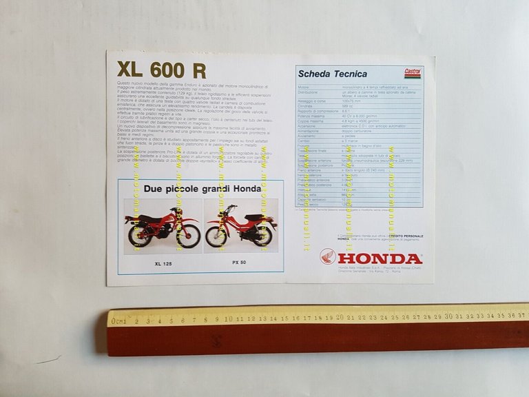 Honda XL 600 R 1984 depliant ITALIANO moto originale brochure