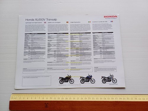 Honda XL 650 V Transalp 2000 depliant italiano originale