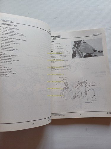 HONDA XR 250 R 1981-82 manuale officina INGLESE originale
