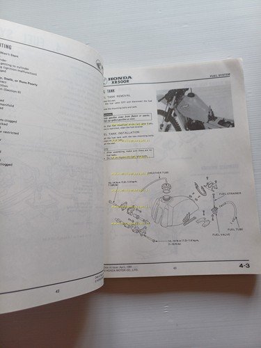 HONDA XR 500 R 1981-82 manuale officina INGLESE originale