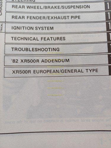 HONDA XR 500 R 1981-82 manuale officina INGLESE originale