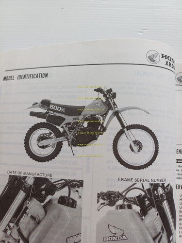 HONDA XR 500 R 1981-82 manuale officina INGLESE originale