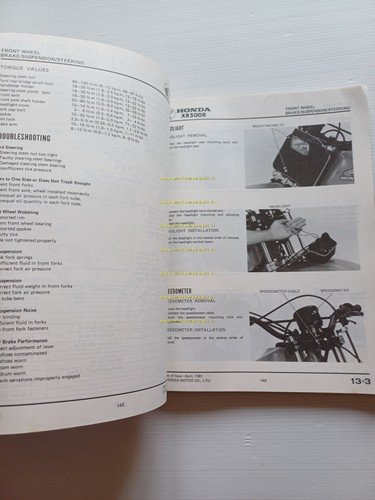 HONDA XR 500 R 1981-82 manuale officina INGLESE originale