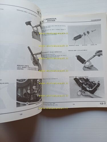HONDA XR 500 R 1982 manuale officina INGLESE originale