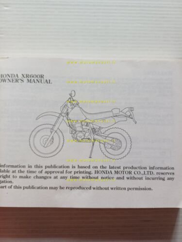 Honda XR 600 R 1994 manuale uso manutenzione originale inglese …