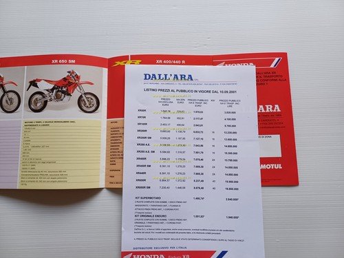 Honda XR DALLARA modelli 2001 depliant ITALIANO originale