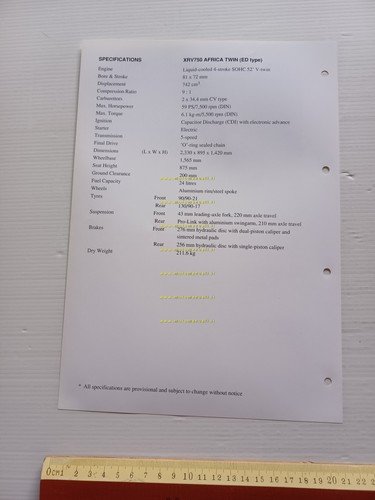 Honda XRV 750 Africa Twin 1992 presentazione scheda tecnica per …