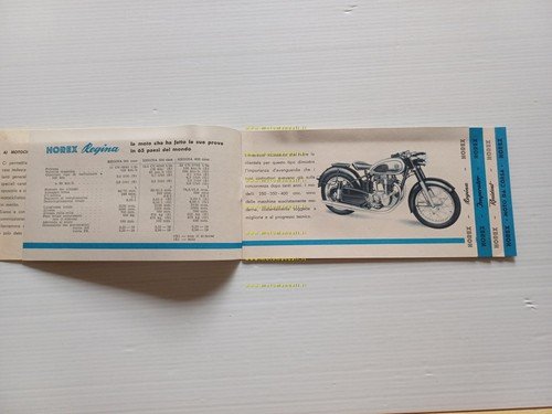 Horex produzione 1956 Regina Imperator Resident depliant italiano originale