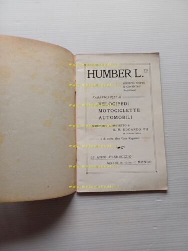 Humber Beeston 3HP 1905 manuale uso manutenzione ITALIANO originale