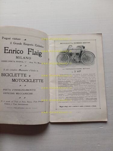 Humber Beeston 3HP 1905 manuale uso manutenzione ITALIANO originale