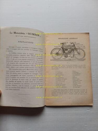 Humber Beeston 3HP 1905 manuale uso manutenzione ITALIANO originale