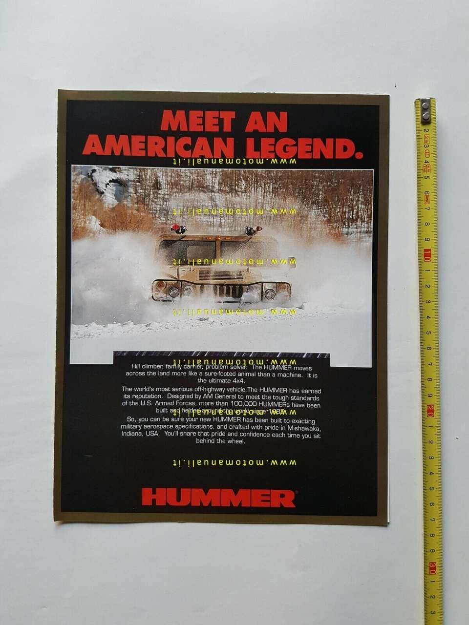 HUMMER fuoristrada modelli 1992 depliant USA originale