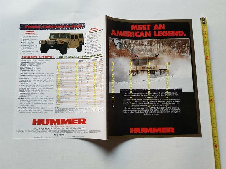 HUMMER fuoristrada modelli 1992 depliant USA originale