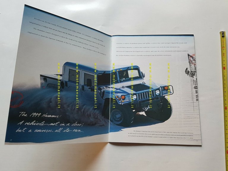 HUMMER fuoristrada modelli 1999 depliant USA originale