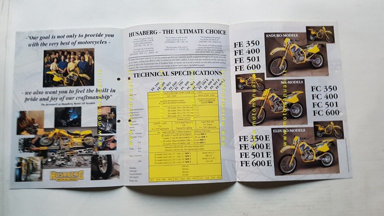 Husaberg produzione FE-FC 1996 depliant originale inglese