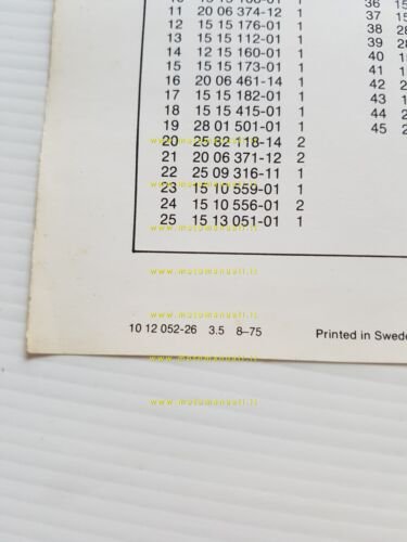 Husqvarna 360 CR 1975 catalogo ricambi originale