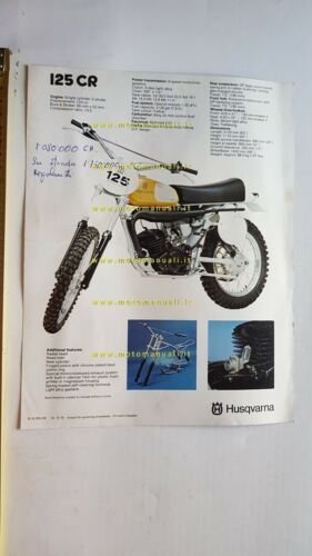 Husqvarna CR 125 Cross 1975 depliant moto originale brochure
