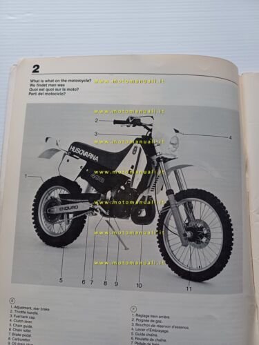 Husqvarna modelli competizione 1988 manuale uso originale