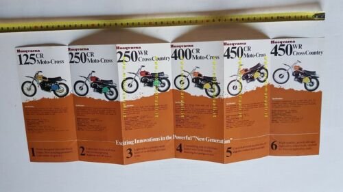 Husqvarna produzione modelli 1974 depliant INGLESE moto originale brochure