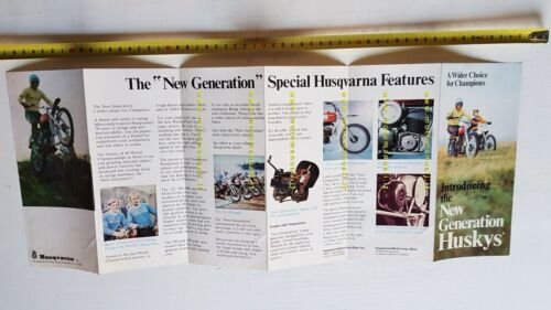 Husqvarna produzione modelli 1974 depliant INGLESE moto originale brochure