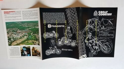 Husqvarna produzione modelli Cross Country 1976 depliant INGLESE moto brochure