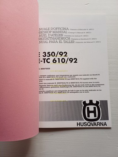Husqvarna TE 350 1992 - TE-TC 610 1992 AGGIORNAMENTO Manuale …