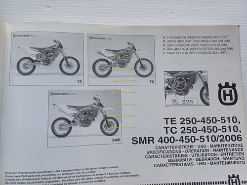 Husqvarna TE-TC 250-450-510 SMR 400-450-510 2006 manuale uso libretto originale