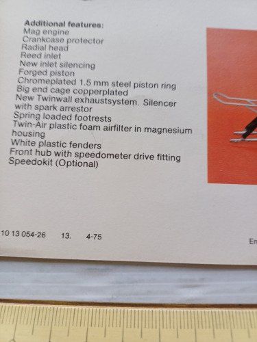 Husqvarna WR 250 Cross 1975 depliant originale testo inglese