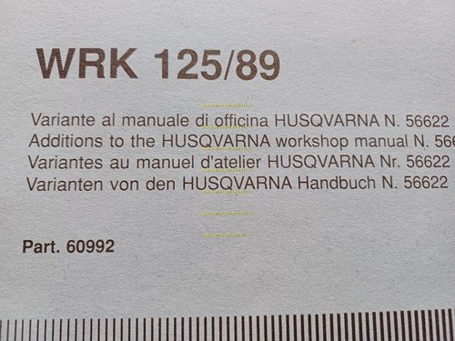 Husqvarna WRK 125 1989 AGGIORNAMENTO Manuale Officina originale