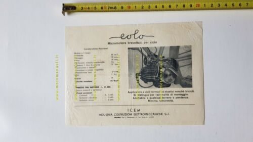 Icem Eolo 50 Micromotore depliant anni 50 ORIGINALE moto motorcycle …