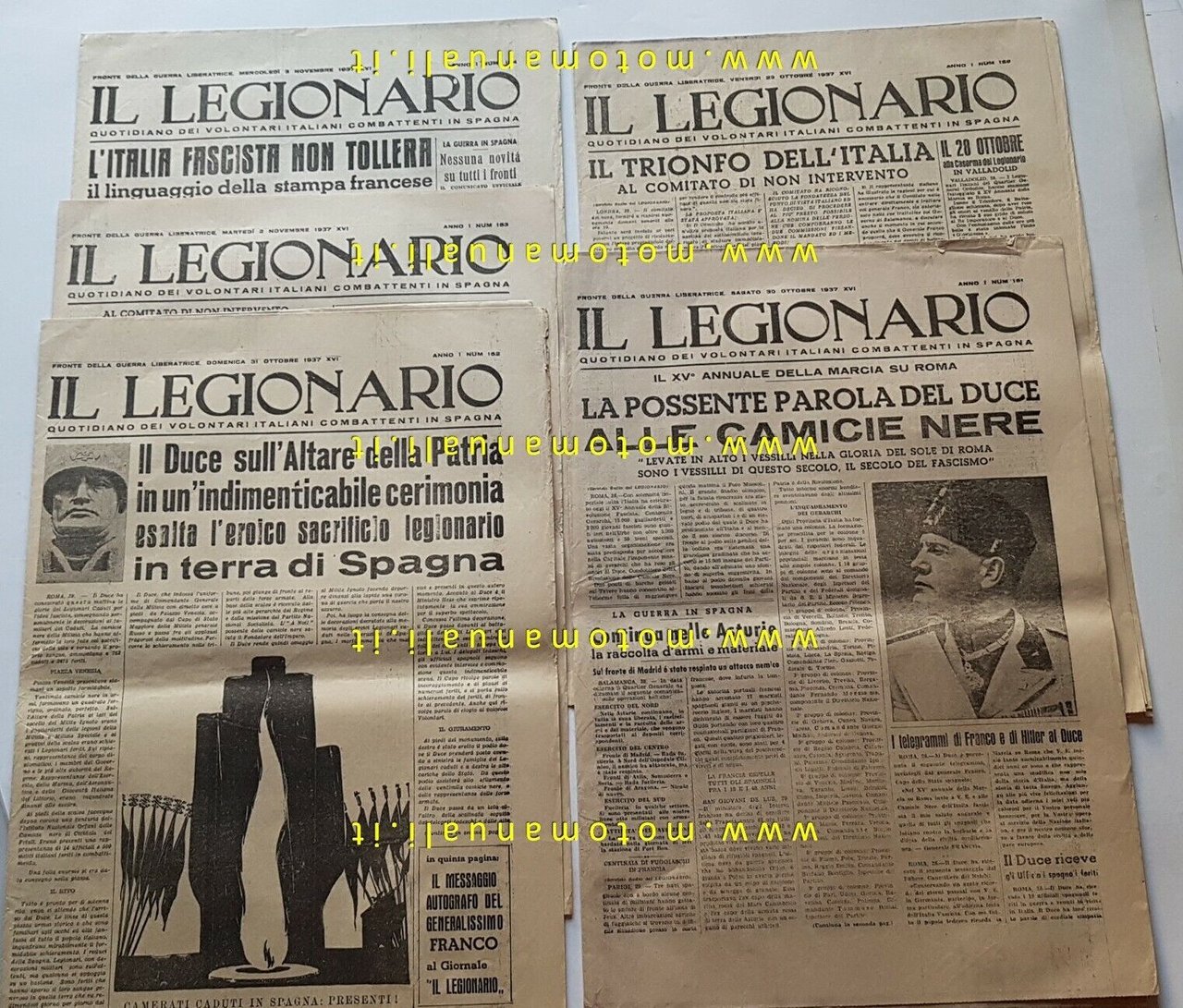 Il Legionario rivista anteguerra lotto 5 fascicoli 150-151-152-153-154 1937