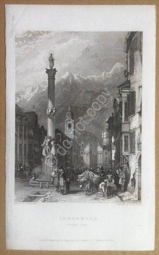 Incisione - rifilatura - Innsbruck - fine '800 - engraved …