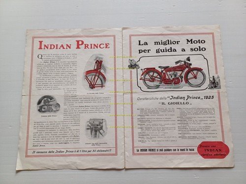 Indian 1925 Prince -SuperScout -Chief -SuperChief depliant ITALIANO originale